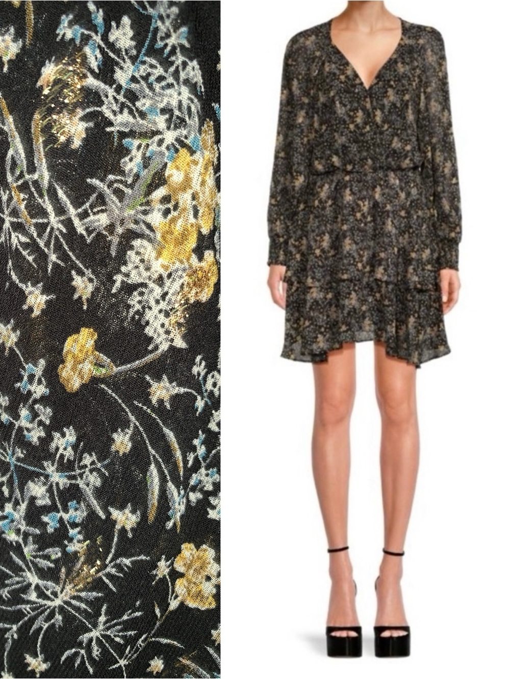 ASTR The Label Floral Ruffle Tiered Long Sleeve Dress NEW